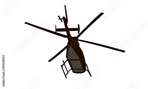 Flying helicopter silhouette drawing sketch vector