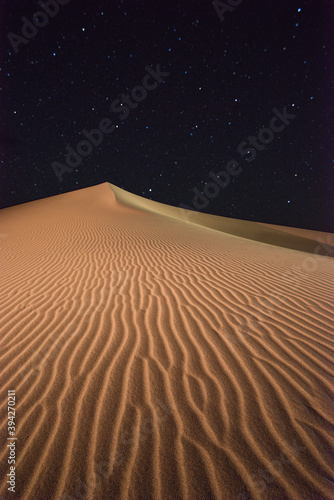 Death Valley Sand Dune And Night Sky