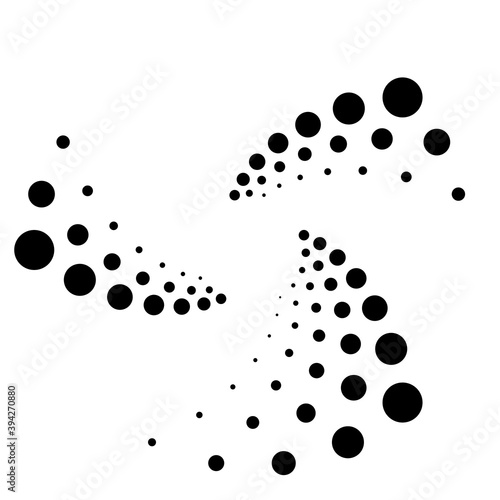 Dots, dotted circular spiral. Swirl, twirl of circles. Stippling, pointillist design. Speckles, flecks vector illustration