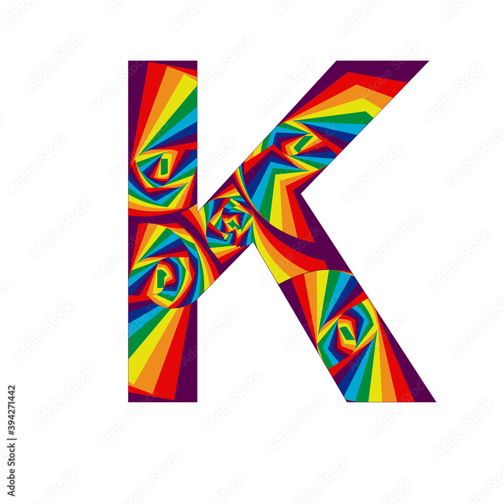 illustration with the letter K in abstract style and rainbow colors illustration with the letter K in abstract style and rainbow colors
