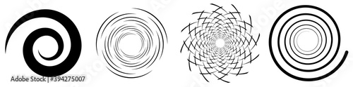 Spiral, swirl, twirl element set. Rotating circular shape Vector Illustration photo