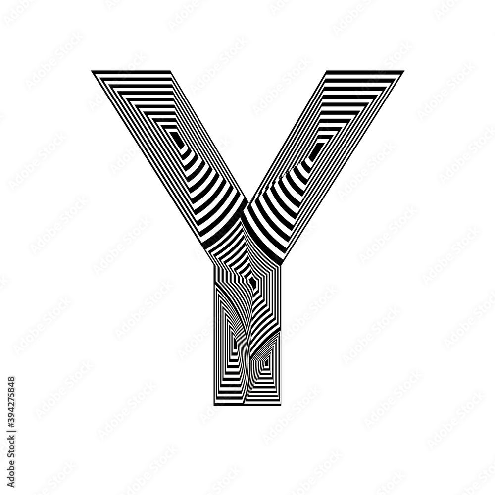 illustration with the letter Y in abstract style, with lines in black and white colors illustration with the letter Y in abstract style, with lines in black and white colors