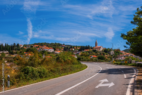 Panoramic view of Nerezisca village on Brac island, Dalmatia, Croatia. August 2020 photo