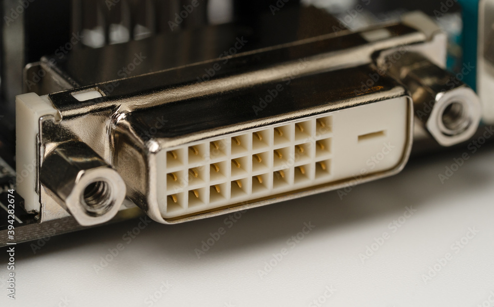 DVI digital video signal output connector on rear motherboard panel DVI digital video signal output connector on rear motherboard panel