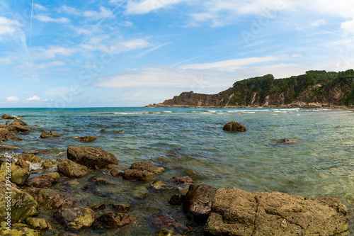 Rocky coast. Sea nature landscape. San Pedro de La Ribera beach, Cudillero, Spain