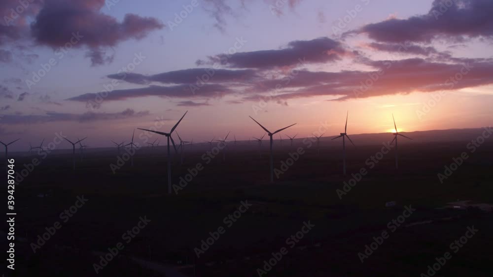 Sunset light illuminates wind farm. Barahona, Dominican Republic Sunset light illuminates wind farm. Barahona, Dominican Republic