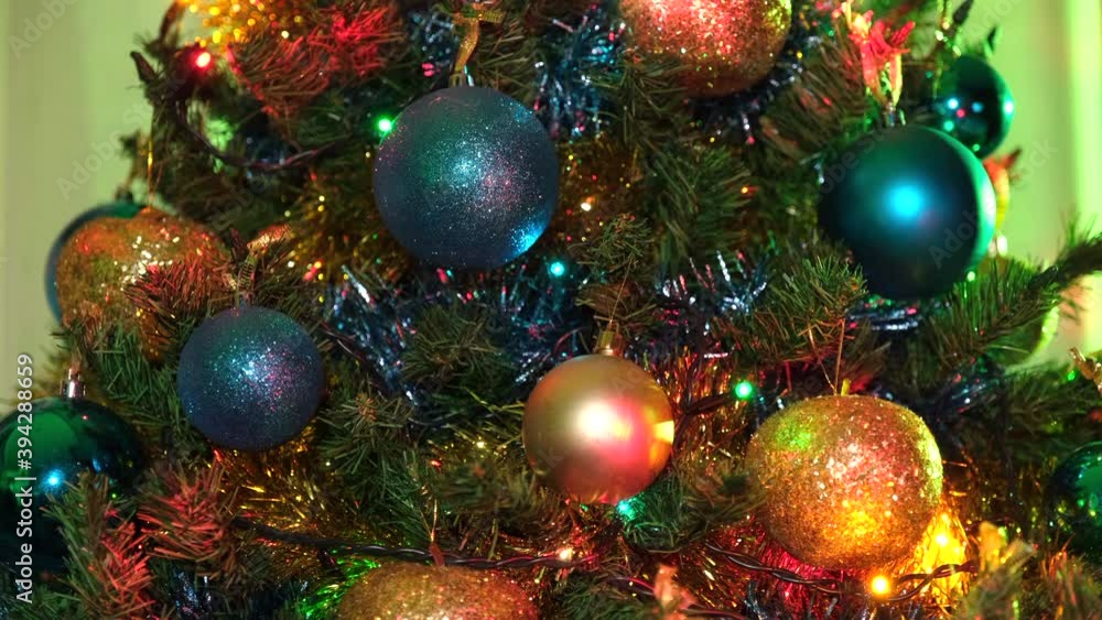Christmas tree with colorful balls and lights Christmas tree with colorful balls and lights