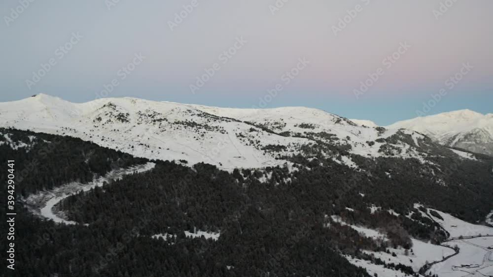 Aerial view of the Andorra mountains during winter Aerial view of the Andorra mountains during winter
