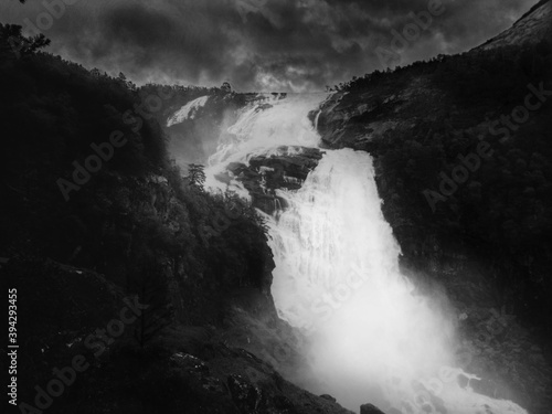 Majestic Waterfall in the Hardangervidda Wilderness - Norway