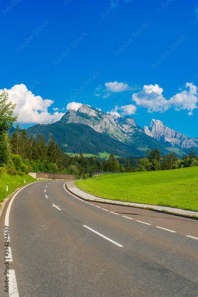 Fototapeta premium country road at the european alps austria