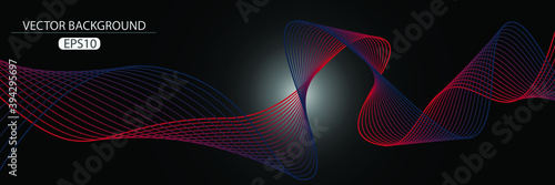 Beautiful wave art with lines. red, navy blue & green color themes. modern background. EPS 10