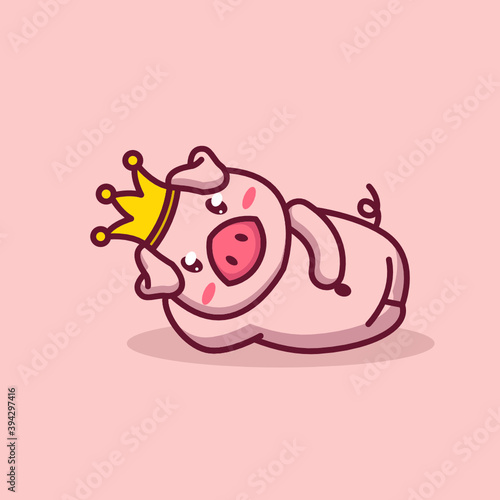 King pig in glorious pose mascot design