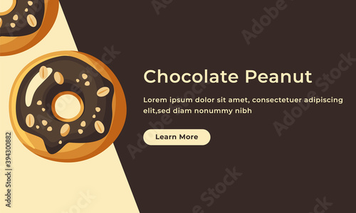 Cool Chocolate peanut donut vector Banner design
