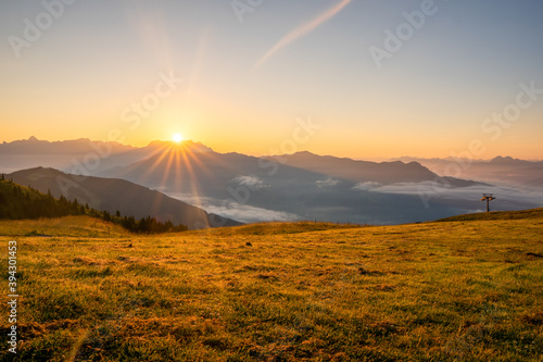 sinrise view from Schmitten mountain in Austria - near Zell am See - alps mountain in europe photo