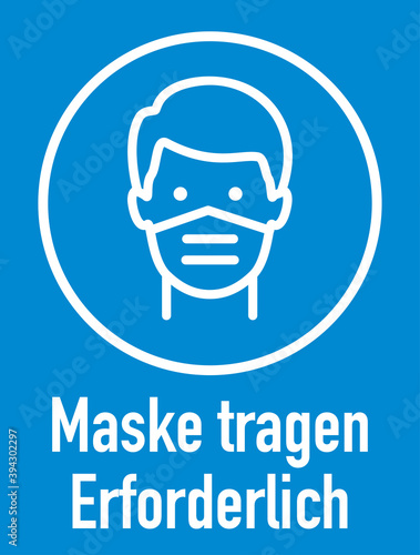 Cartel en alemán sobre el uso obligatorio de mascarilla