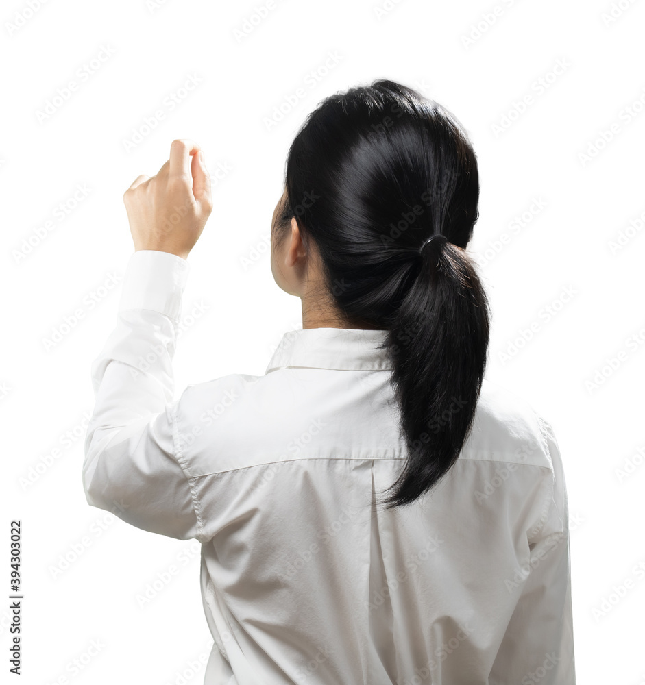 Asian woman wear white shirt rear view Asian woman wear white shirt rear view
