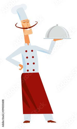 Cool chef. Drawn charismatic full-length character. Isolated vector graphics
