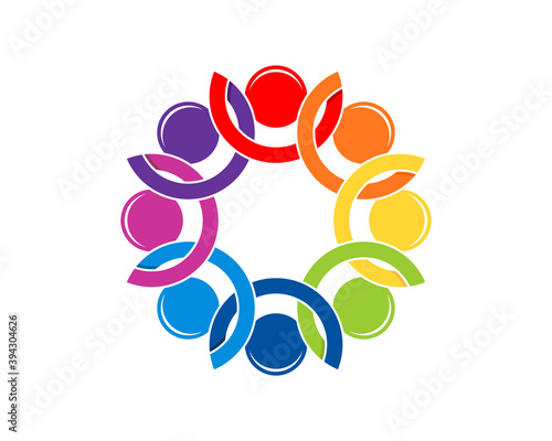 Circular people swoosh connection logo