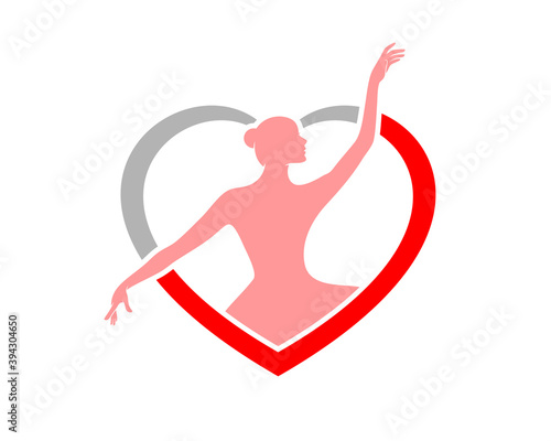 Woman ballerina inside the love shape