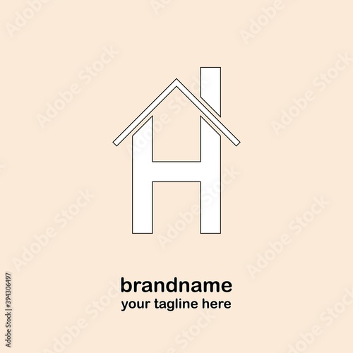 Simple logo and simple house H shaped icon design