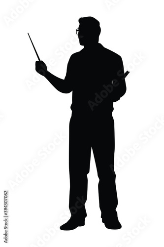 Male teacher with book silhouette vector