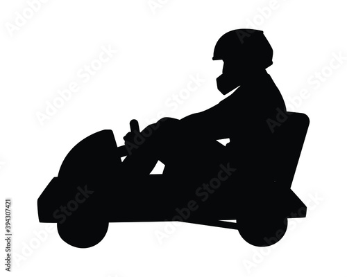 Thai man ride on traditional wooden car silhouette vector