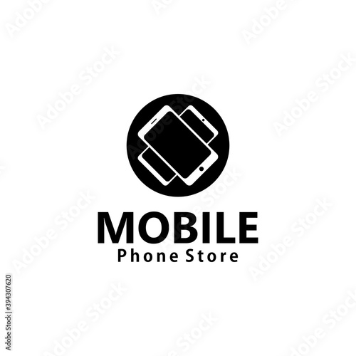 Mobile phone, smartphone store, phone shop logo template. Telephone, digital