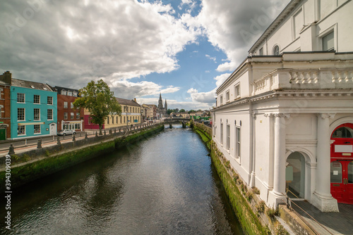 Saint Fin Barre's Cathedral and South Gate Bridge on river Lee, Cork, Ireland.