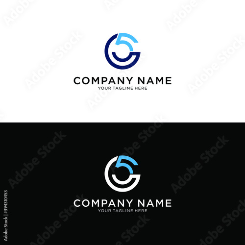 Letter and number C and 5 logo vector. C5 blue. photo
