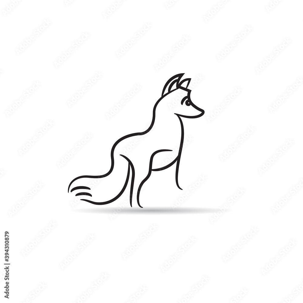 Obraz premium fox drawing style on white background