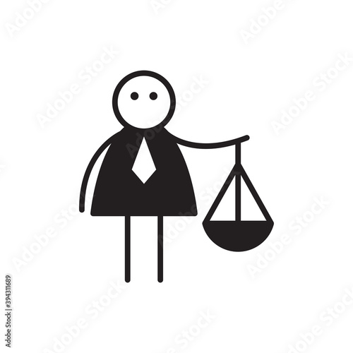 doodle businessman stick figure, holding balance scale