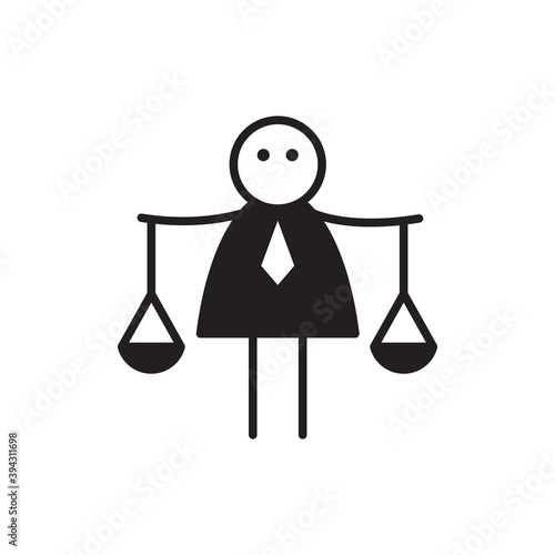 doodle businessman stick figure holding balance scales