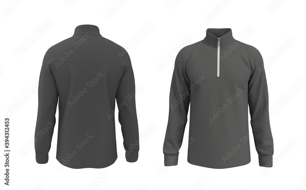 Blank tracktop shirt mockup, track front and back view, 3d illustration ...