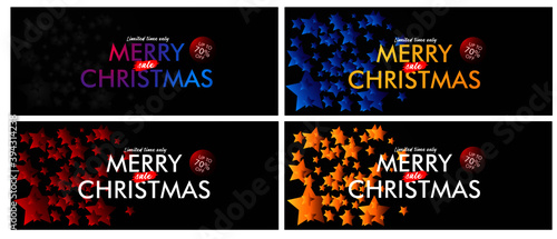 merry chrismas sale up to 70% event text on black background vector design illustration.	