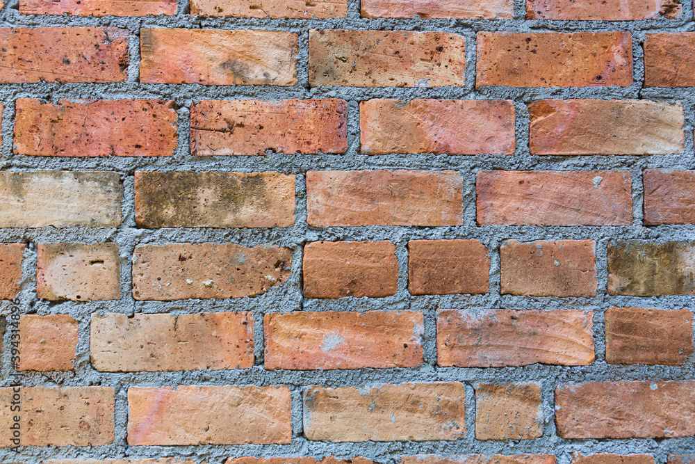 Real red brick wall platering in pattern background Real red brick wall platering in pattern background