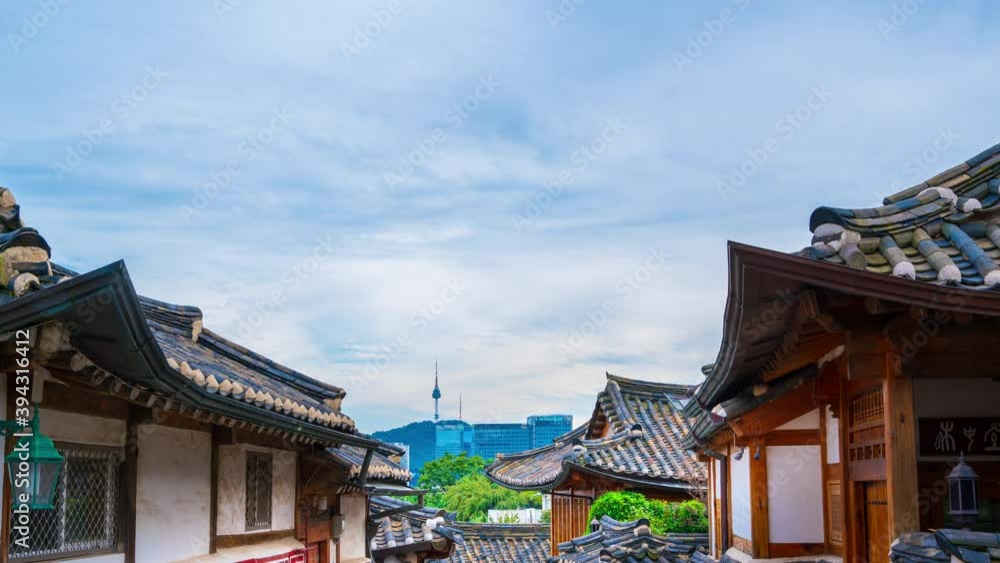 Time Lapse of Bukchon Hanok Village in Seoul South Korea
