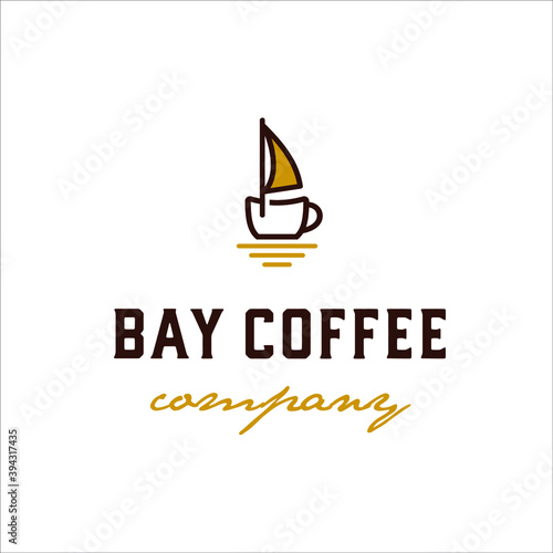 Coffee cup lines logo with nautical sailing theme photo