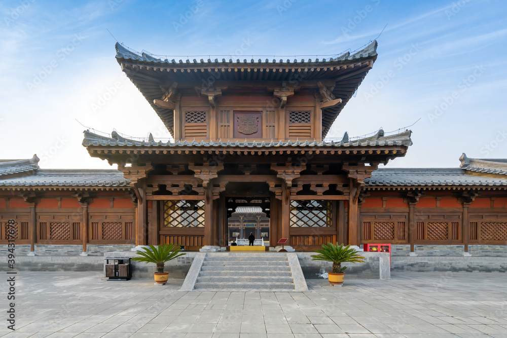 Ancient Chinese building loft and square, Taiyuan, Shanxi Province, China Ancient Chinese building loft and square, Taiyuan, Shanxi Province, China
