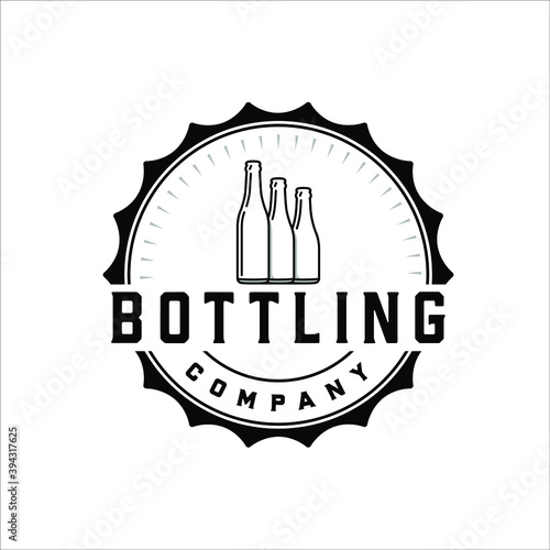 Bottle company logo with retro design style