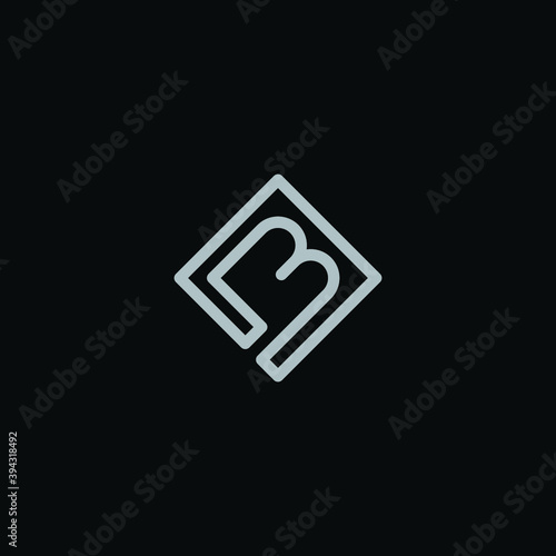 initial letter b minimal line box concept logo design vector