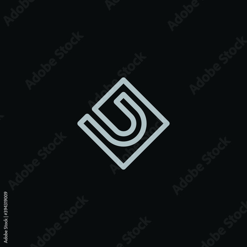 nitial letter u minimal line box concept logo design vector photo