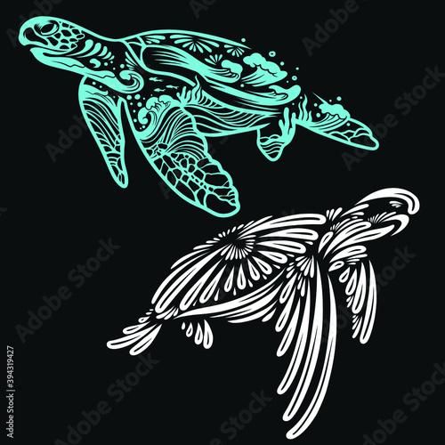 turtle decorative illustration vector