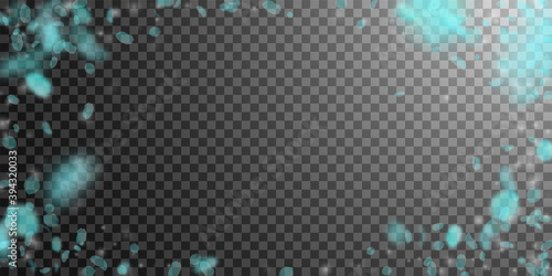 Turquoise flower petals falling down. Tempting rom