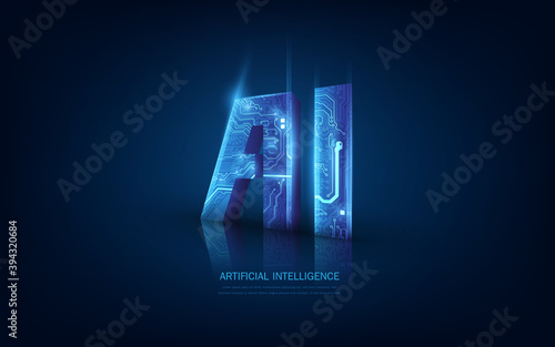 3D ai circuit in futuristic concept suitable for future technology