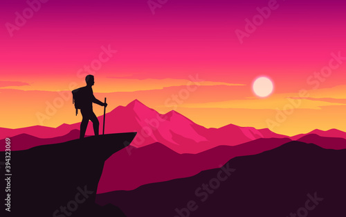 silhouette of a person in the mountains © Johnster Designs