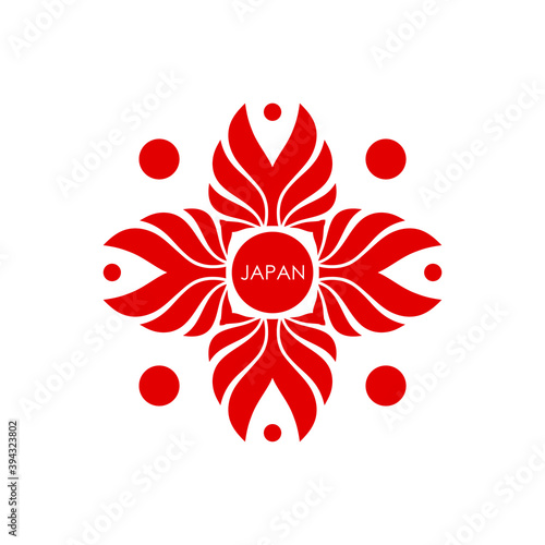 Japanese flag red sun wings Japan abstract national ornament logo icon sign symbol emblem template Art concept Modern cartoon design style Fashion print clothes apparel greeting invitation card poster