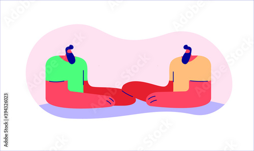 Happy male LGBT family have romantic dinner at home. Vector character illustration of love diversity, relationship.
