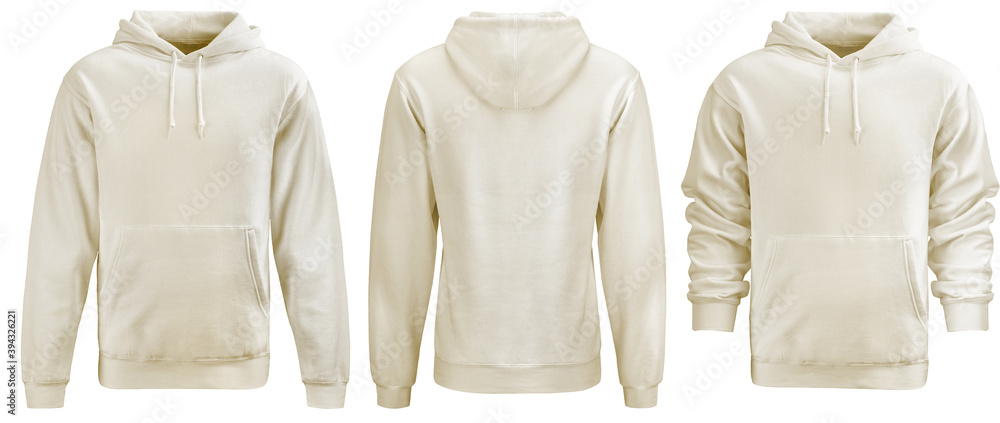 Beige hoodie template Hoodie sweatshirt long sleeve with clipping path Beige hoodie template Hoodie sweatshirt long sleeve with clipping path