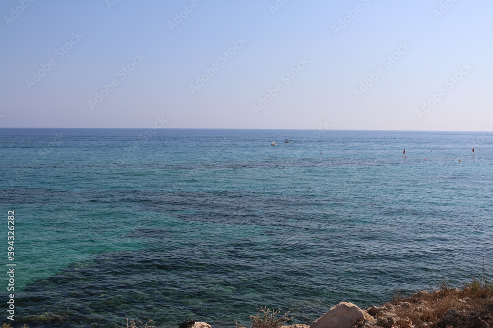 Top view of Mediterranean Sea in Protaras, Cyprus.