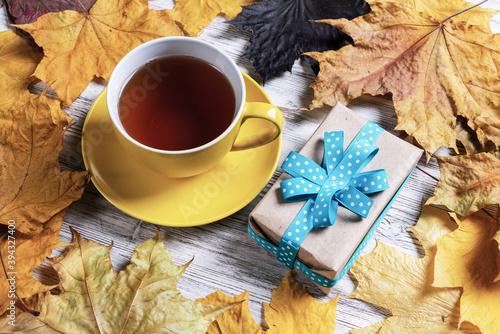 Flat lay autumn composition with gift box © adam121